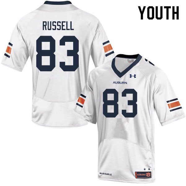 Youth #83 Malcolm Russell Auburn Tigers College Football Jerseys Sale-White - Click Image to Close